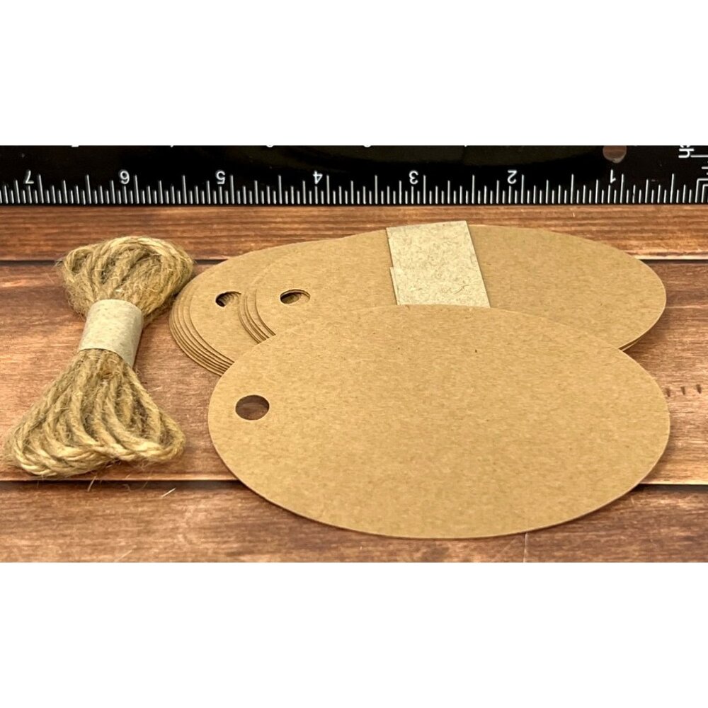 Oval Jute & Kraft Paper Gift Tags 3 Yards 16 Pack For Holidays 426847